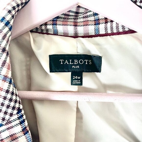 Talbots Multicolor Plaid Stripe Blazer Jacket Women’s Size 24 Classic Fit - Picture 3 of 5